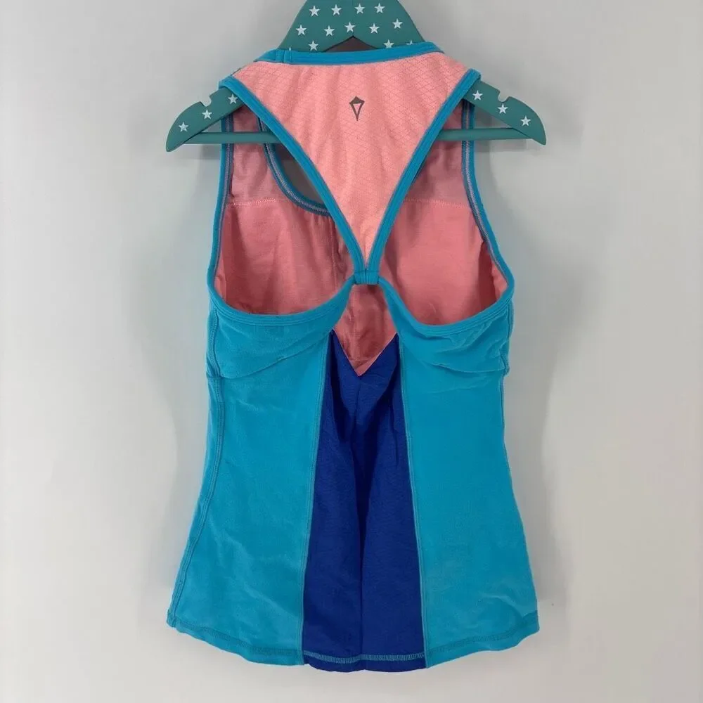 Ivivva by Lululemon Kids Blue Pink Keep Ur Cool Racerback Tank Top Size 14